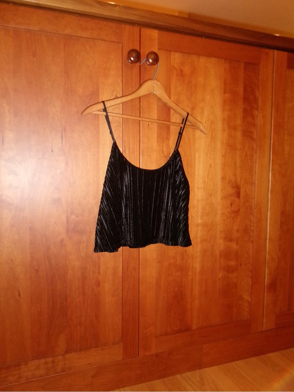 Urban Outfitters Black Velvet Pleated Camisole